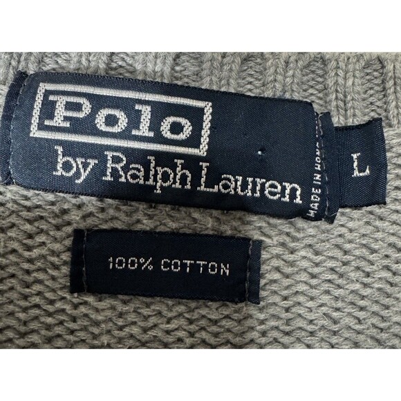 Y2k Polo Ralph Lauren Sweater Vest Mens L Gray Navy Grandpa Golf Rugby Grunge - Picture 2 of 5